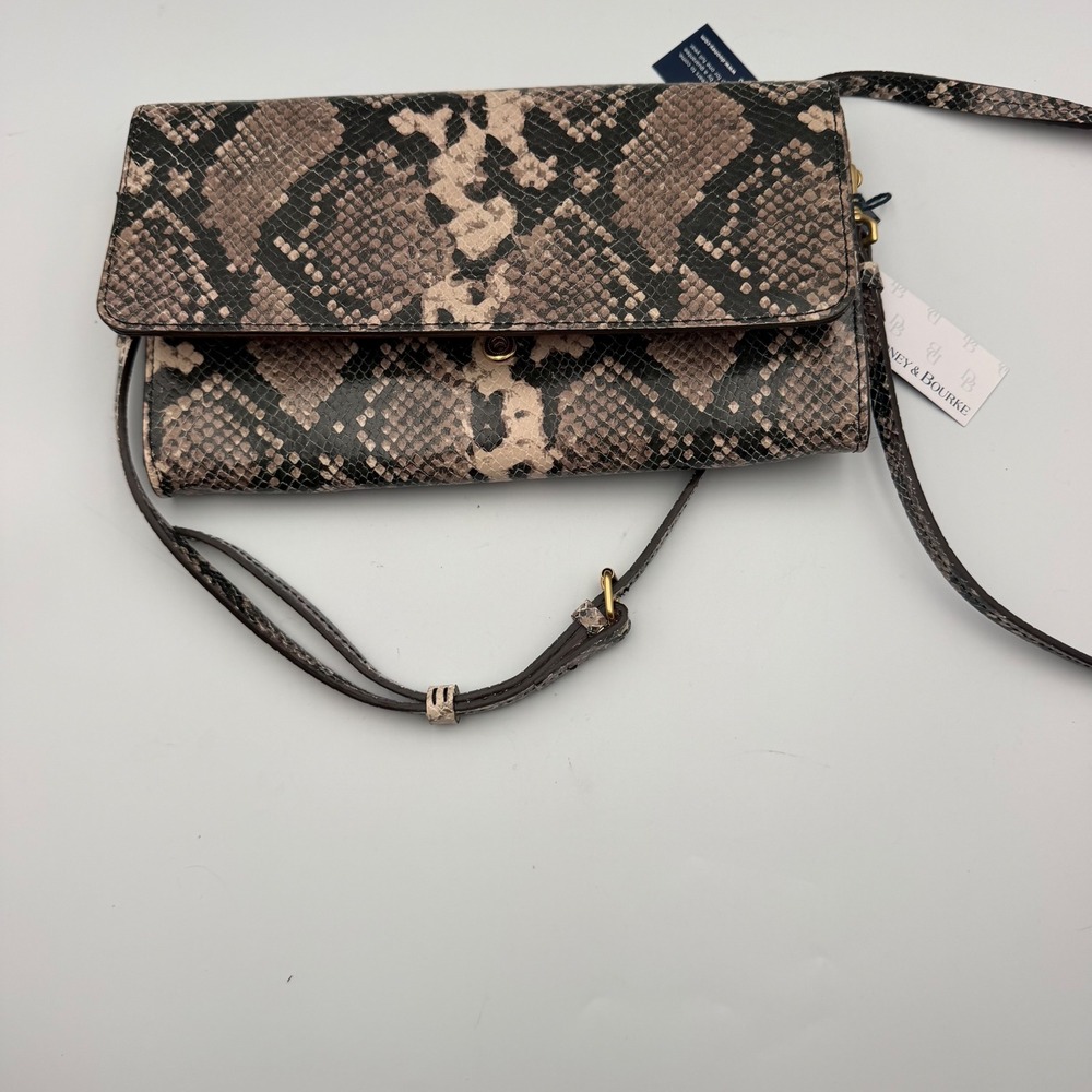 Dooney & Bourke Slate Python Embossed Leather Crossbody Clutch Bag 9P325 SL NWT